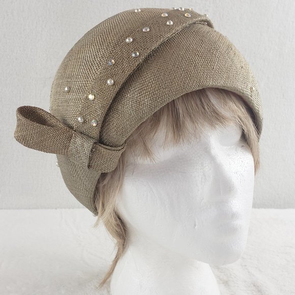 Kurt Jr. Accessories - Kurt Jr. vintage woven cloche hat with rhinestones